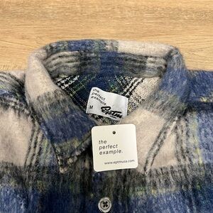 Eptm Blue and Gray Plaid fleece Shirt Jacket